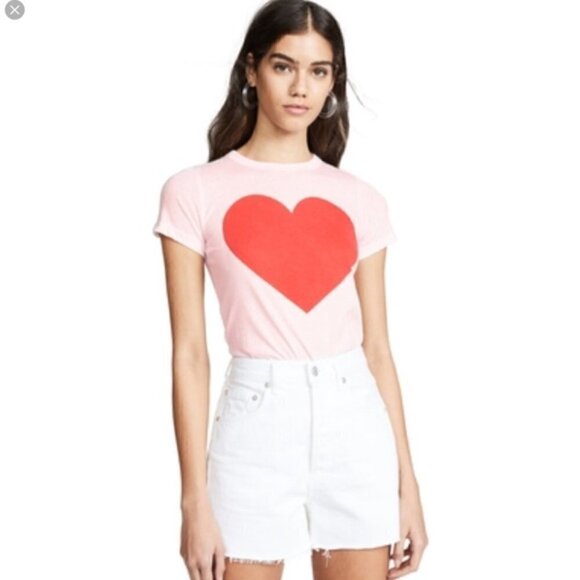 New Chaser Vintage Inspo Red Heart Barbiecore Style Pink Short Sleeve Tee Medium - Picture 3 of 15